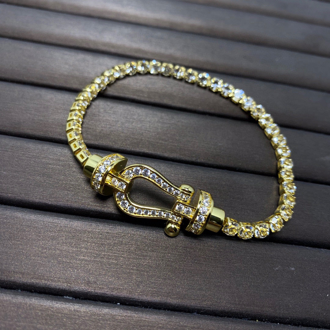 [Psychic Jewelrys]FORCE  LARGE HORSESHOE FULL DIAMOND TENNIS BRACELET