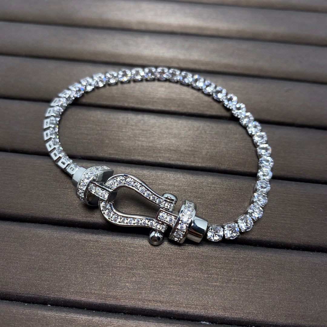 [Psychic Jewelrys]FORCE  LARGE HORSESHOE FULL DIAMOND TENNIS BRACELET