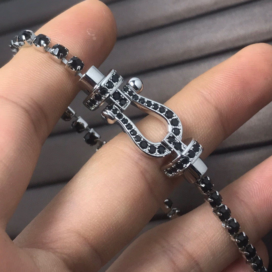 [Psychic Jewelrys]FORCE  LARGE HORSESHOE FULL DIAMOND TENNIS BRACELET