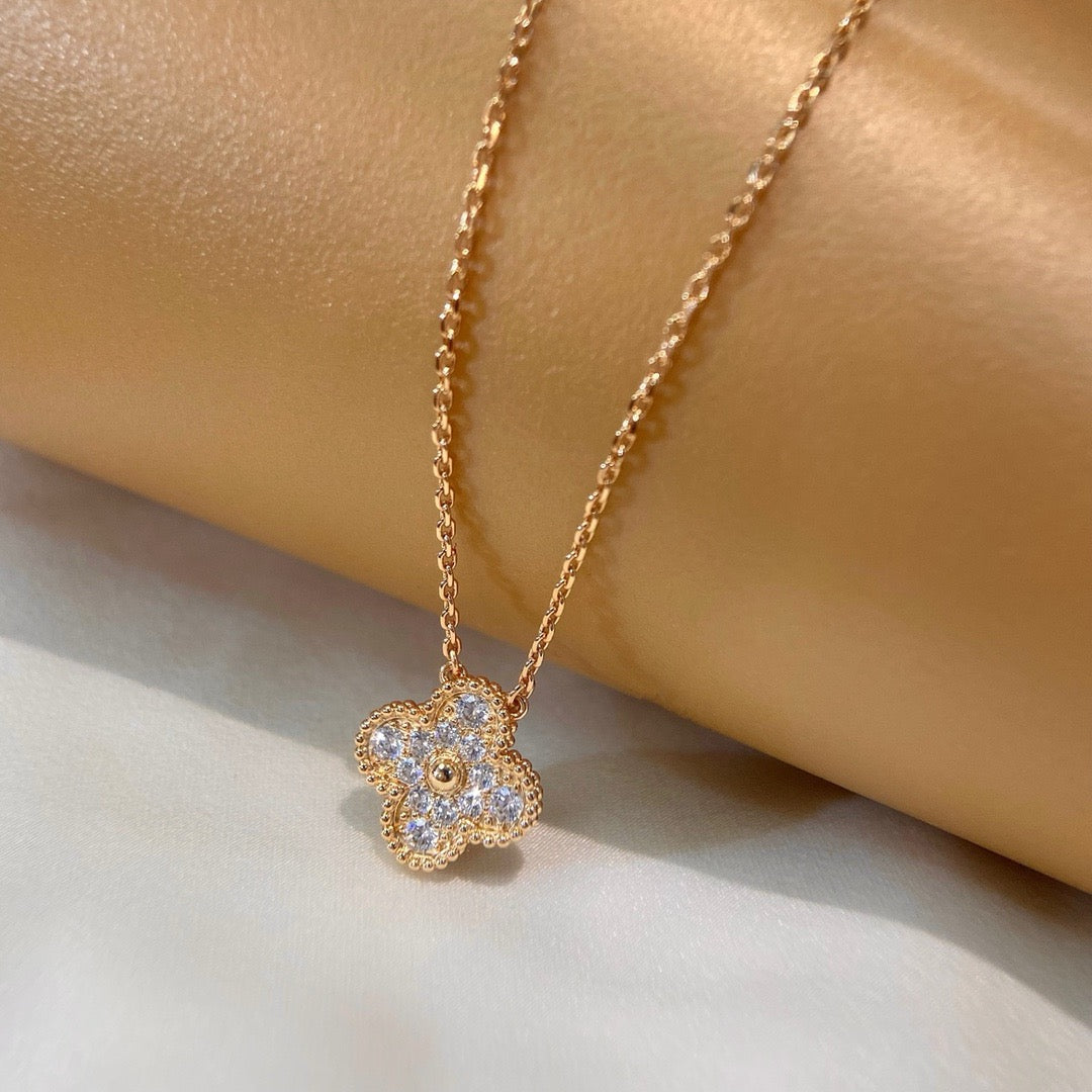 [Psychic Jewelrys]CLOVER 15MM DIAMOND SINGLE FLOWER NECKLACE
