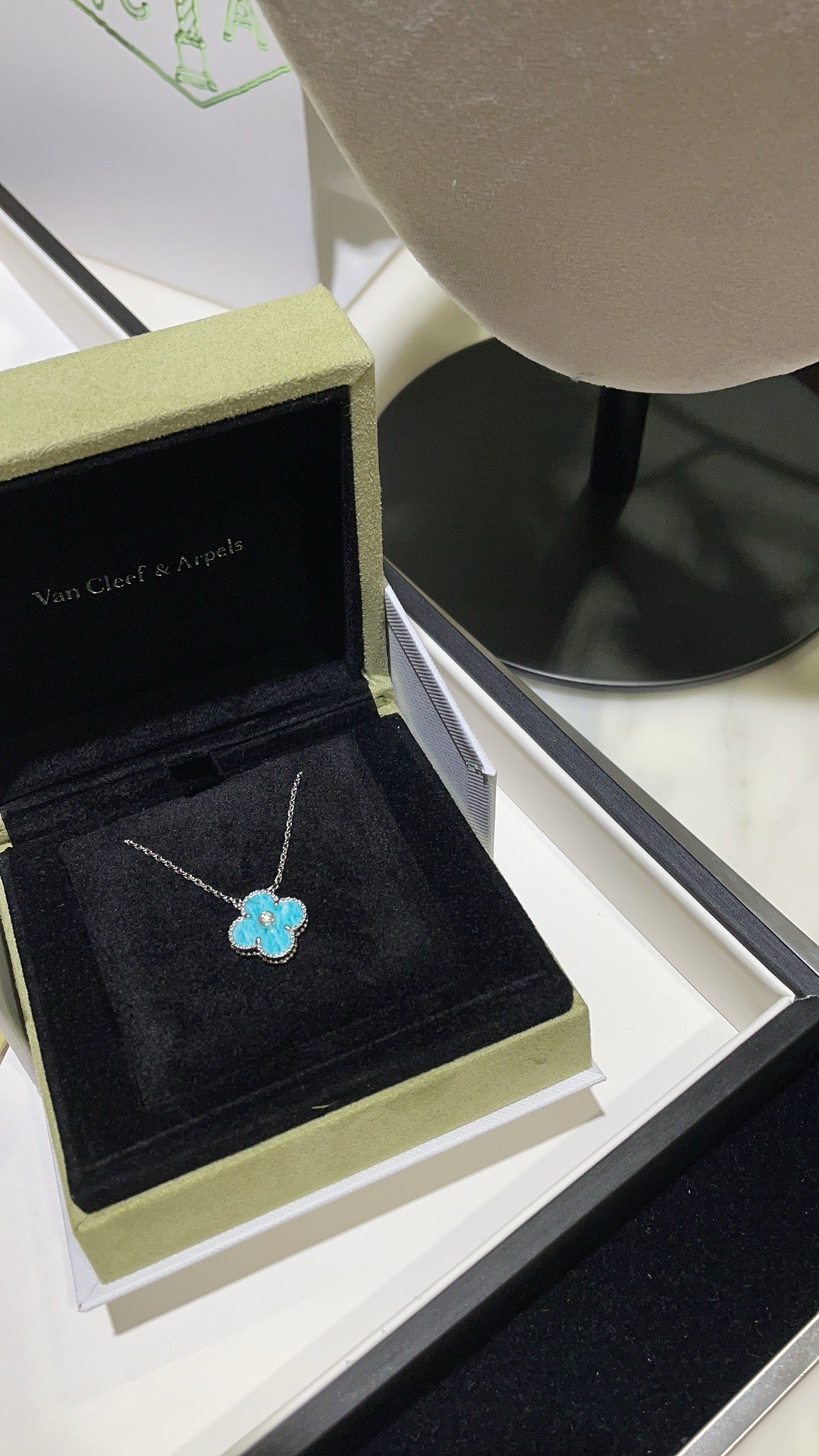 [Psychic Jewelrys]CLOVER 15MM DIAMOND SVRES PORCELAIN  NECKLACE SILVER