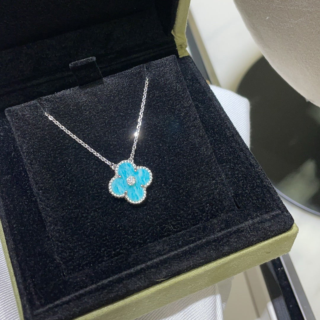 [Psychic Jewelrys]CLOVER 15MM DIAMOND SVRES PORCELAIN  NECKLACE SILVER