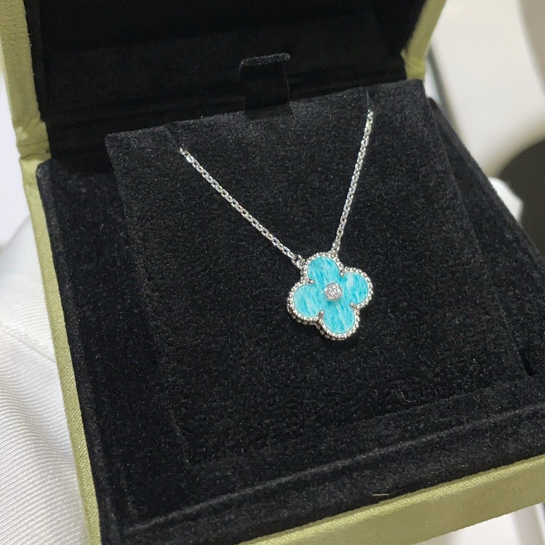 [Psychic Jewelrys]CLOVER 15MM DIAMOND SVRES PORCELAIN  NECKLACE SILVER