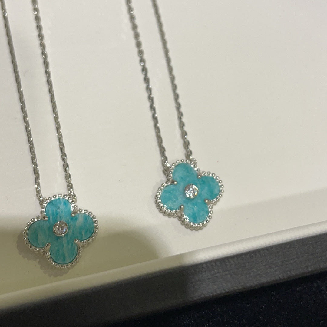 [Psychic Jewelrys]CLOVER 15MM DIAMOND SVRES PORCELAIN  NECKLACE SILVER