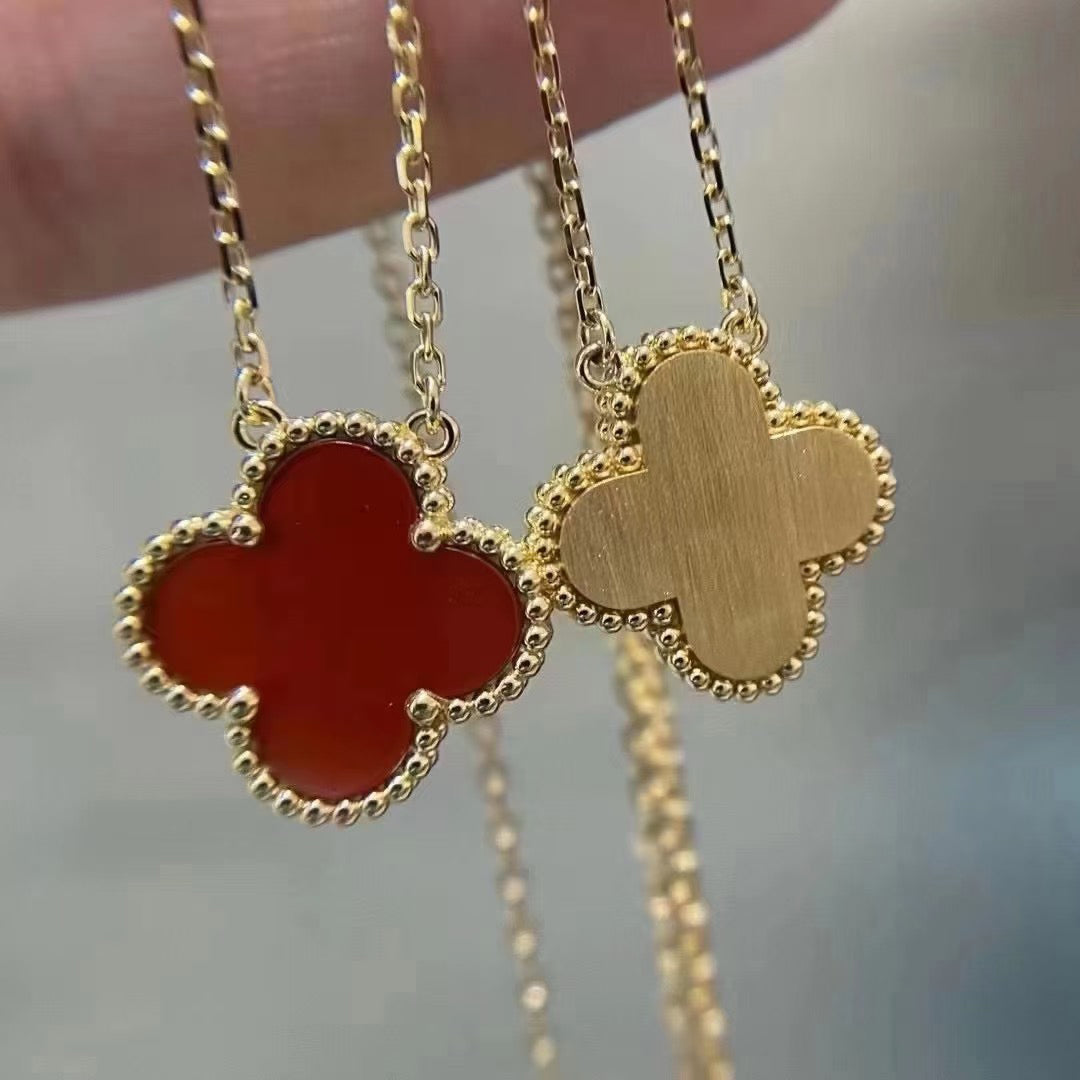 [Psychic Jewelrys]CLOVER 15MM CARNELIAN SINGLE FLOWER NECKLACE
