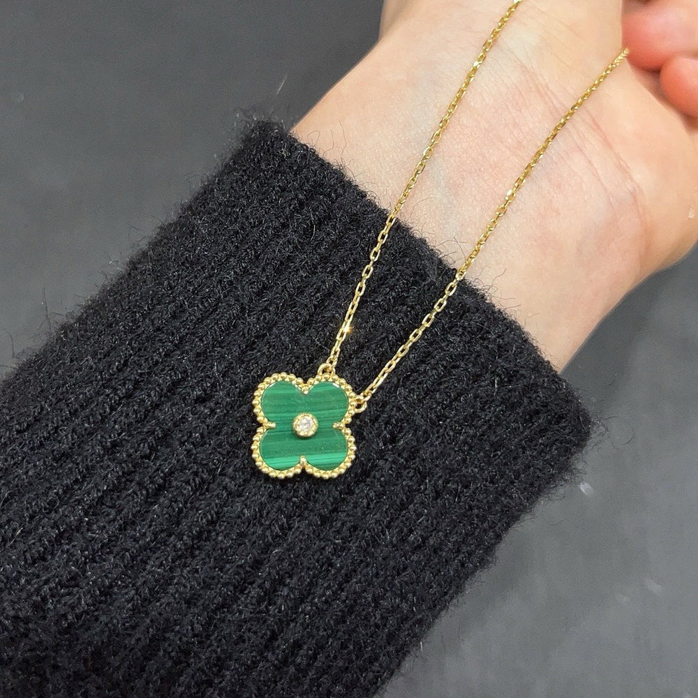[Psychic Jewelrys]CLOVER 15MM DIAMOND TURQUOISE NECKLACE