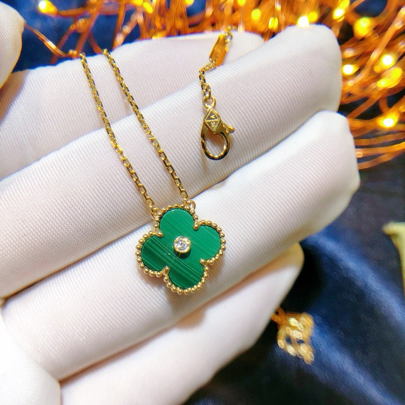 [Psychic Jewelrys]CLOVER 15MM DIAMOND TURQUOISE NECKLACE