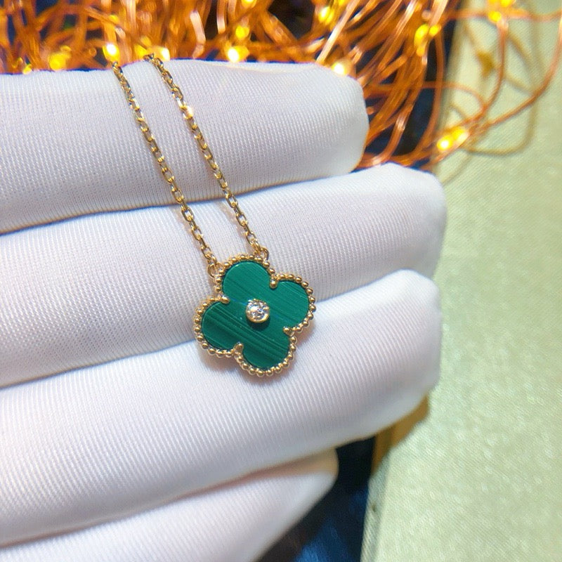 [Psychic Jewelrys]CLOVER 15MM DIAMOND TURQUOISE NECKLACE