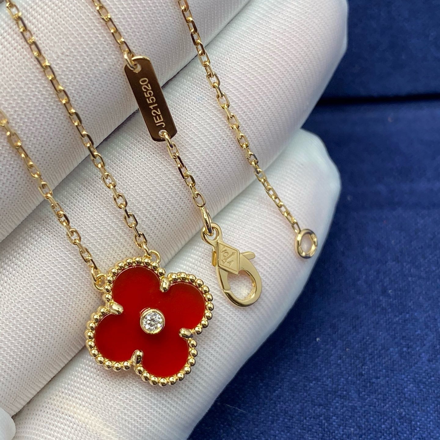 [Psychic Jewelrys]CLOVER 15MM DIAMOND CARNELIAN NECKLACE