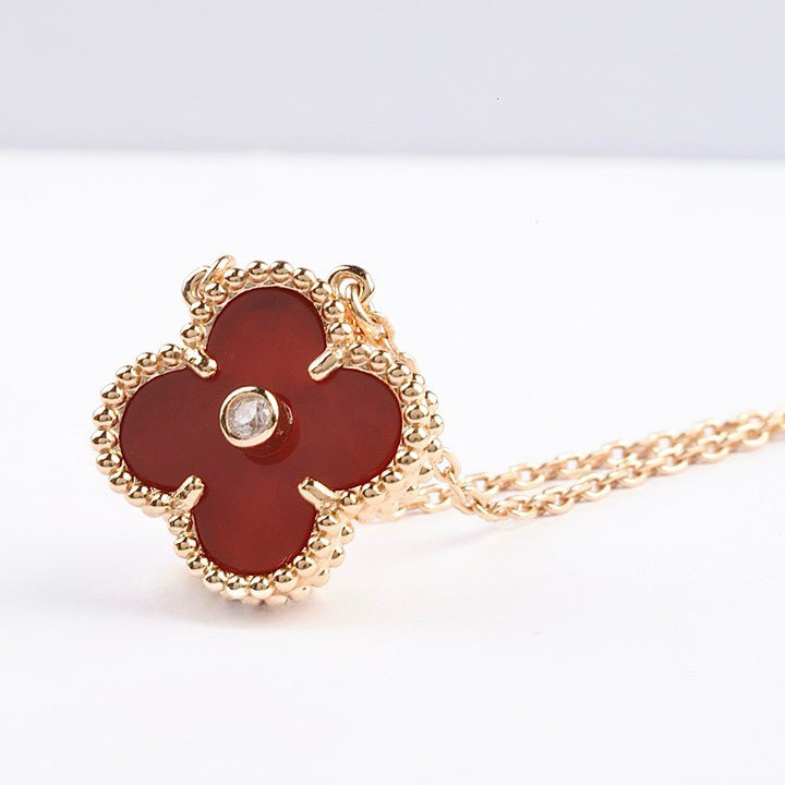 [Psychic Jewelrys]CLOVER 15MM DIAMOND CARNELIAN NECKLACE
