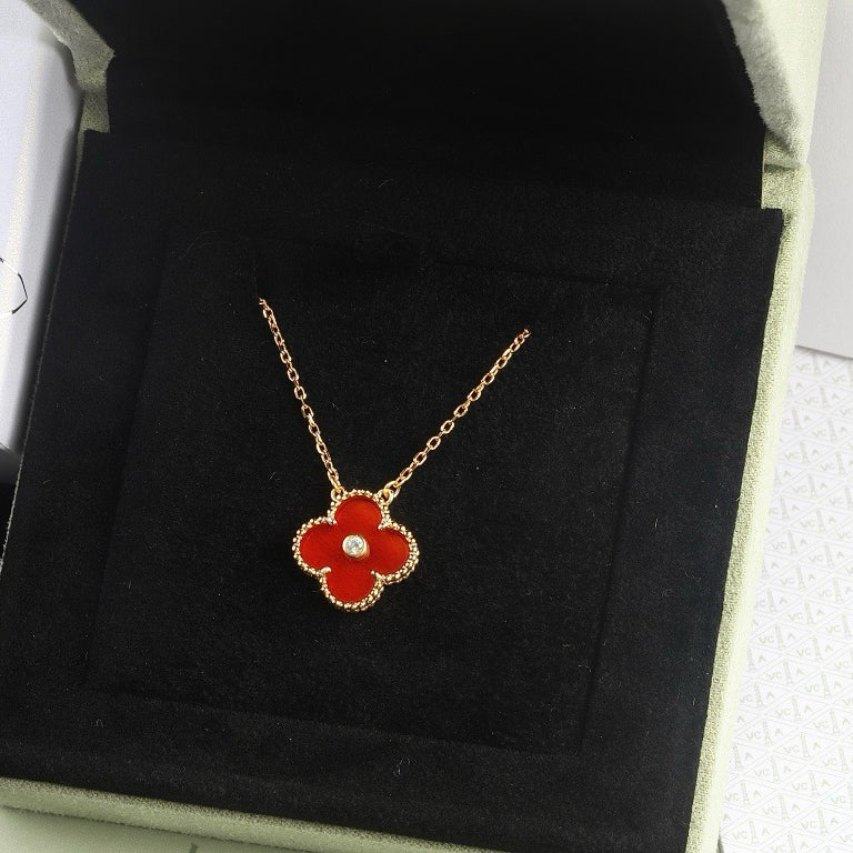 [Psychic Jewelrys]CLOVER 15MM DIAMOND CARNELIAN NECKLACE