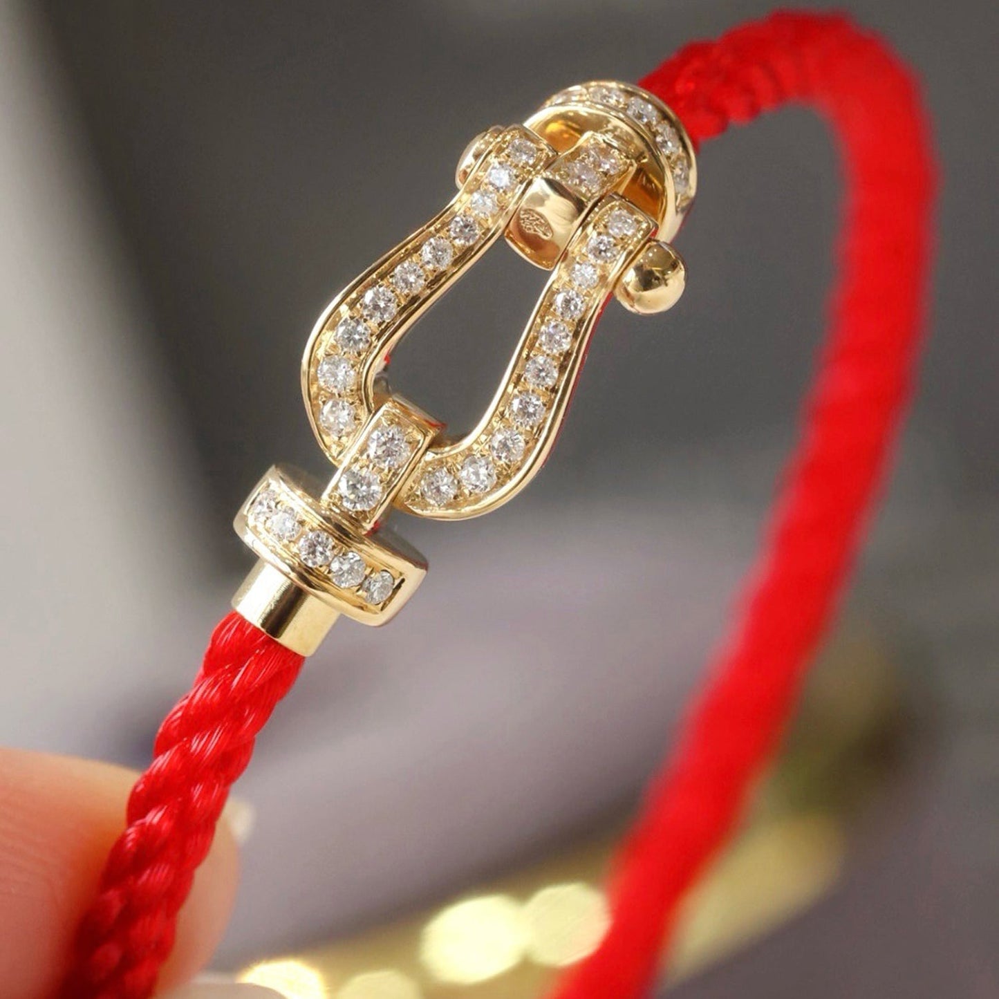 [Psychic Jewelrys]FORCE LARGE HORSESHOE FULL DIAMOND BRACELET GOLD