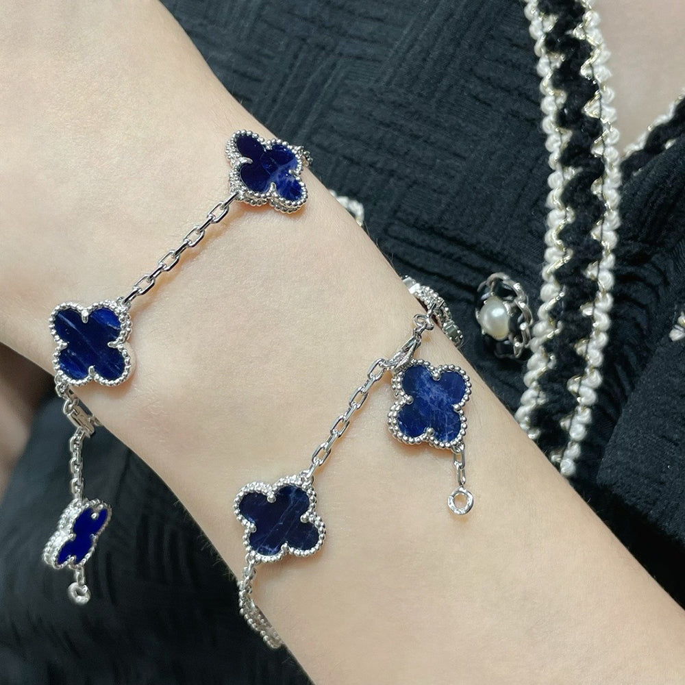 [Psychic Jewelrys]CLOVER 5 MOTIF PIETERSITE SILVER BRACELET