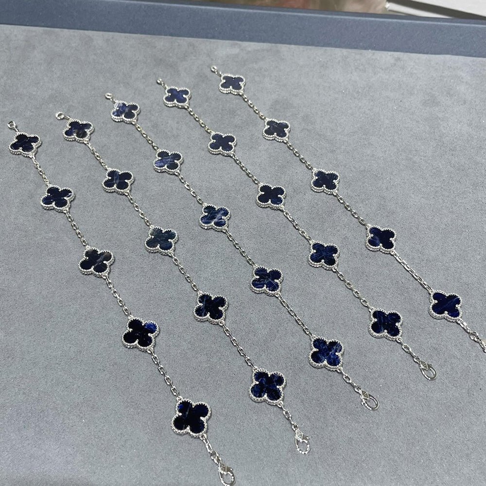 [Psychic Jewelrys]CLOVER 5 MOTIF PIETERSITE SILVER BRACELET