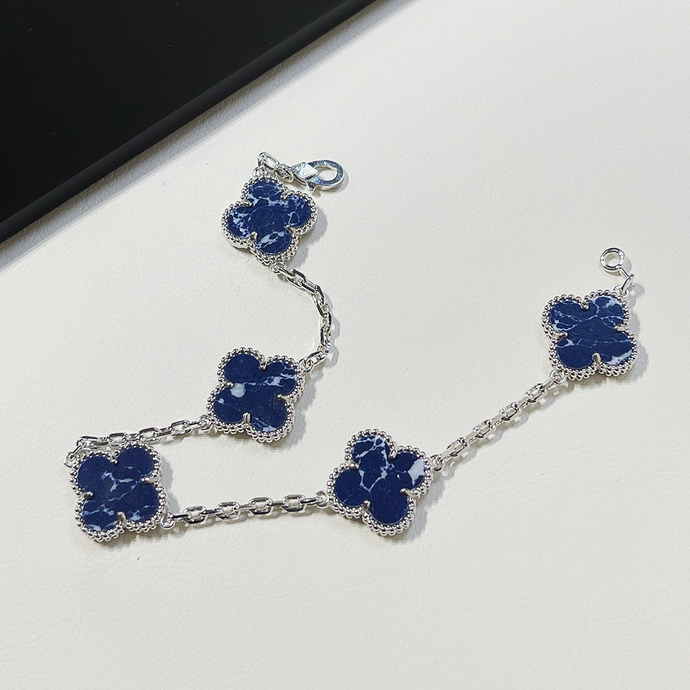 [Psychic Jewelrys]CLOVER 5 MOTIF PIETERSITE SILVER BRACELET
