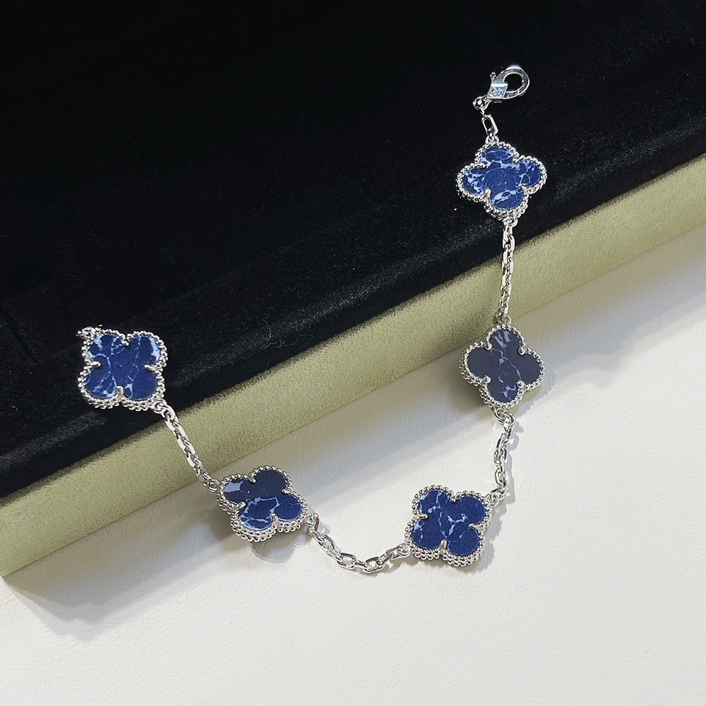 [Psychic Jewelrys]CLOVER 5 MOTIF PIETERSITE SILVER BRACELET