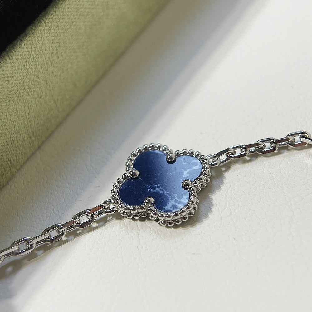 [Psychic Jewelrys]CLOVER 5 MOTIF PIETERSITE SILVER BRACELET