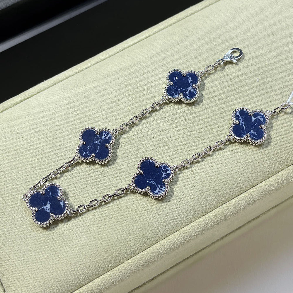 [Psychic Jewelrys]CLOVER 5 MOTIF PIETERSITE SILVER BRACELET