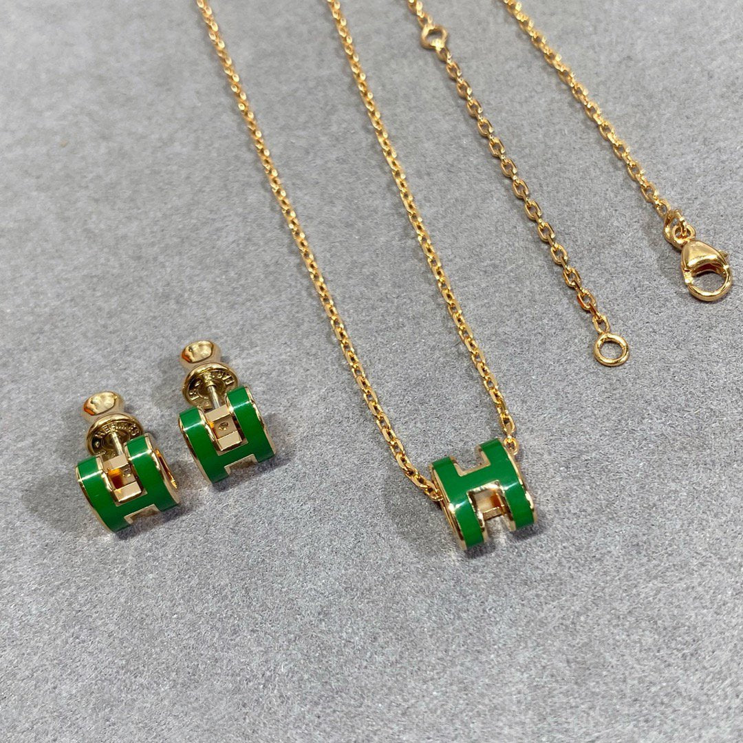 [Psychic Jewelrys]POP H GREEN NECKLACE SILVER AND GOLD