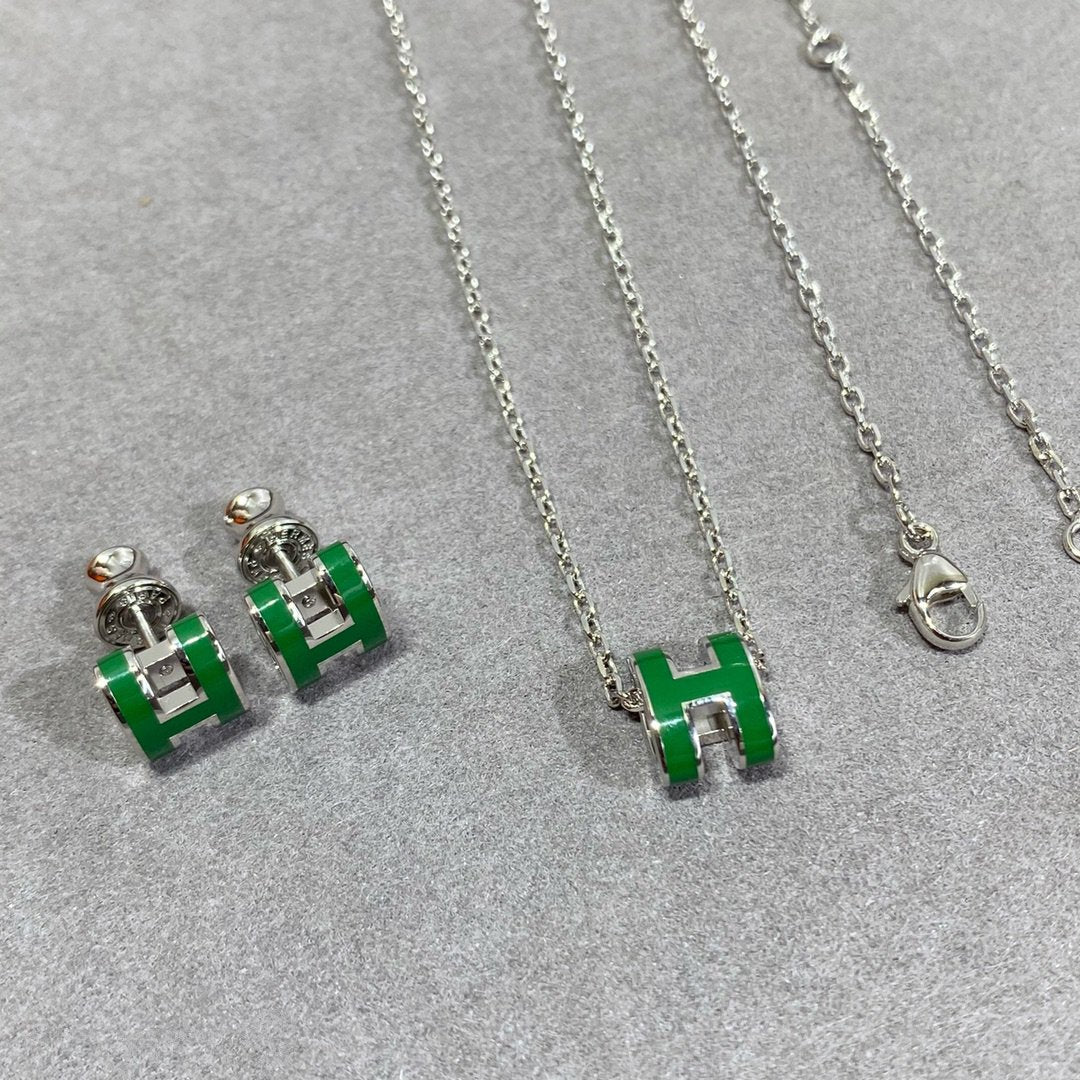[Psychic Jewelrys]POP H GREEN NECKLACE SILVER AND GOLD