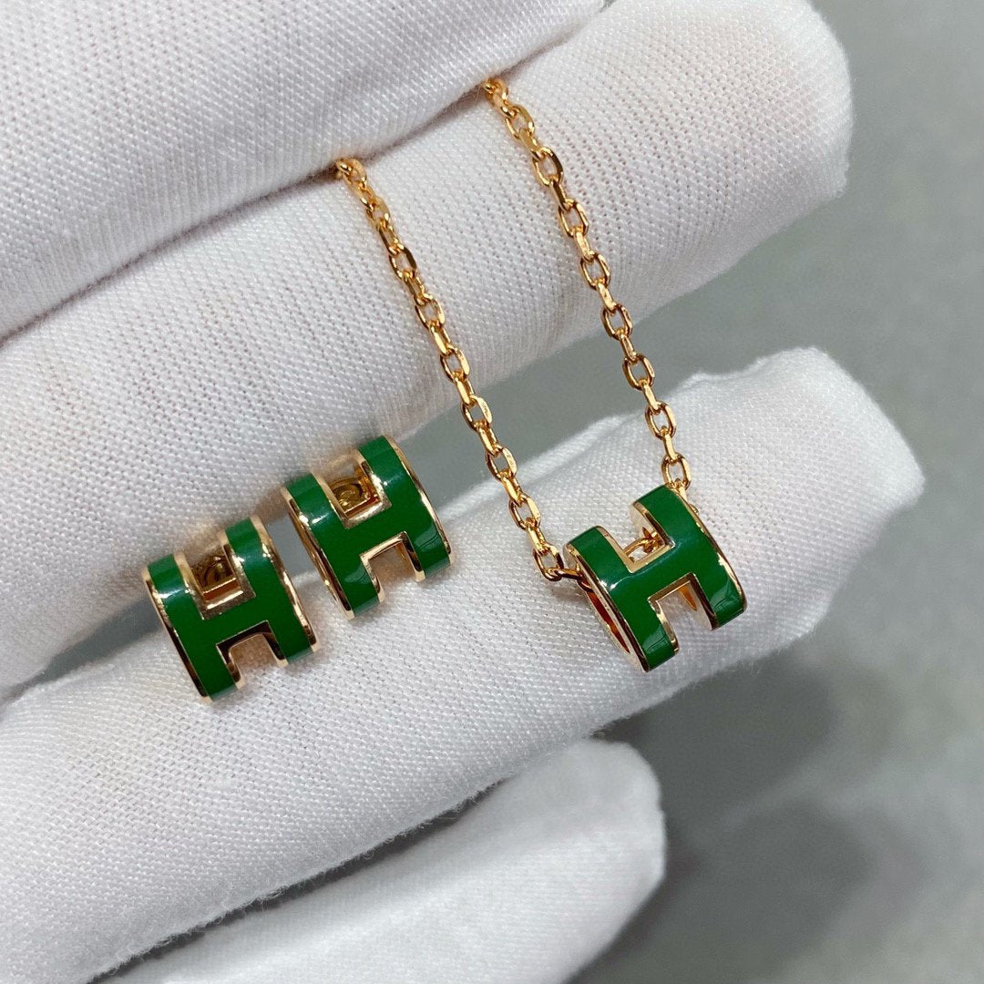 [Psychic Jewelrys]POP H GREEN NECKLACE SILVER AND GOLD