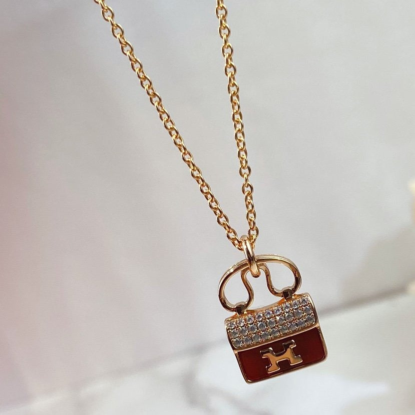 [Psychic Jewelrys]CONSTANCE RED PEDANT PINK GOLD NECKLACE
