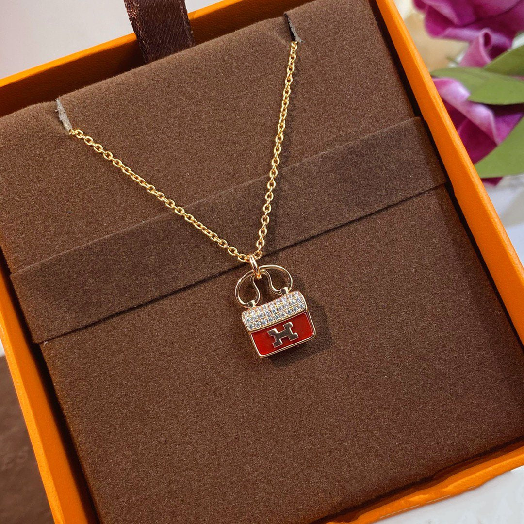 [Psychic Jewelrys]CONSTANCE RED PEDANT PINK GOLD NECKLACE