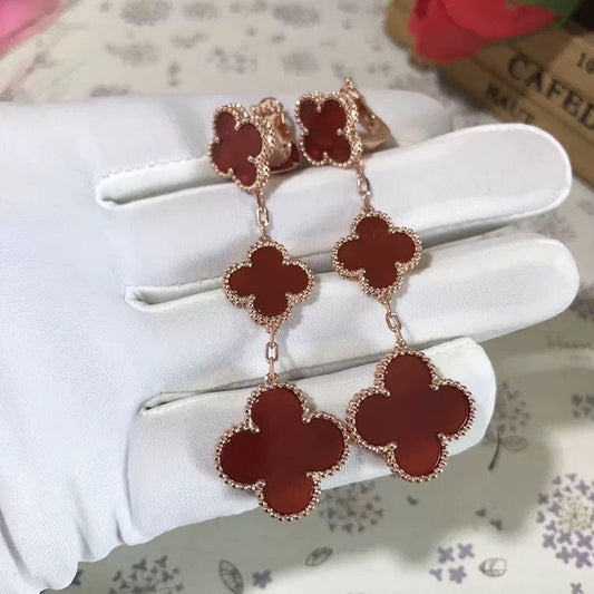 [Psychic Jewelrys]CLOVER 3 MOTIF CARNELIAN DROP EARRINGS