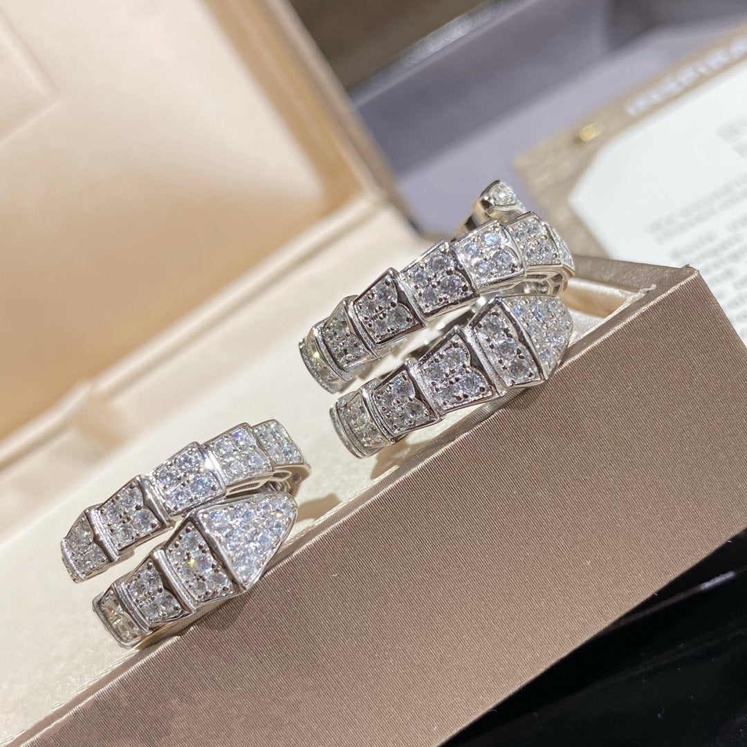 [Psychic Jewelrys]SERPENTI DOUBLE RING SILVER DIAMOND PAVED