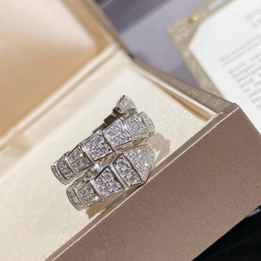 [Psychic Jewelrys]SERPENTI DOUBLE RING SILVER DIAMOND PAVED
