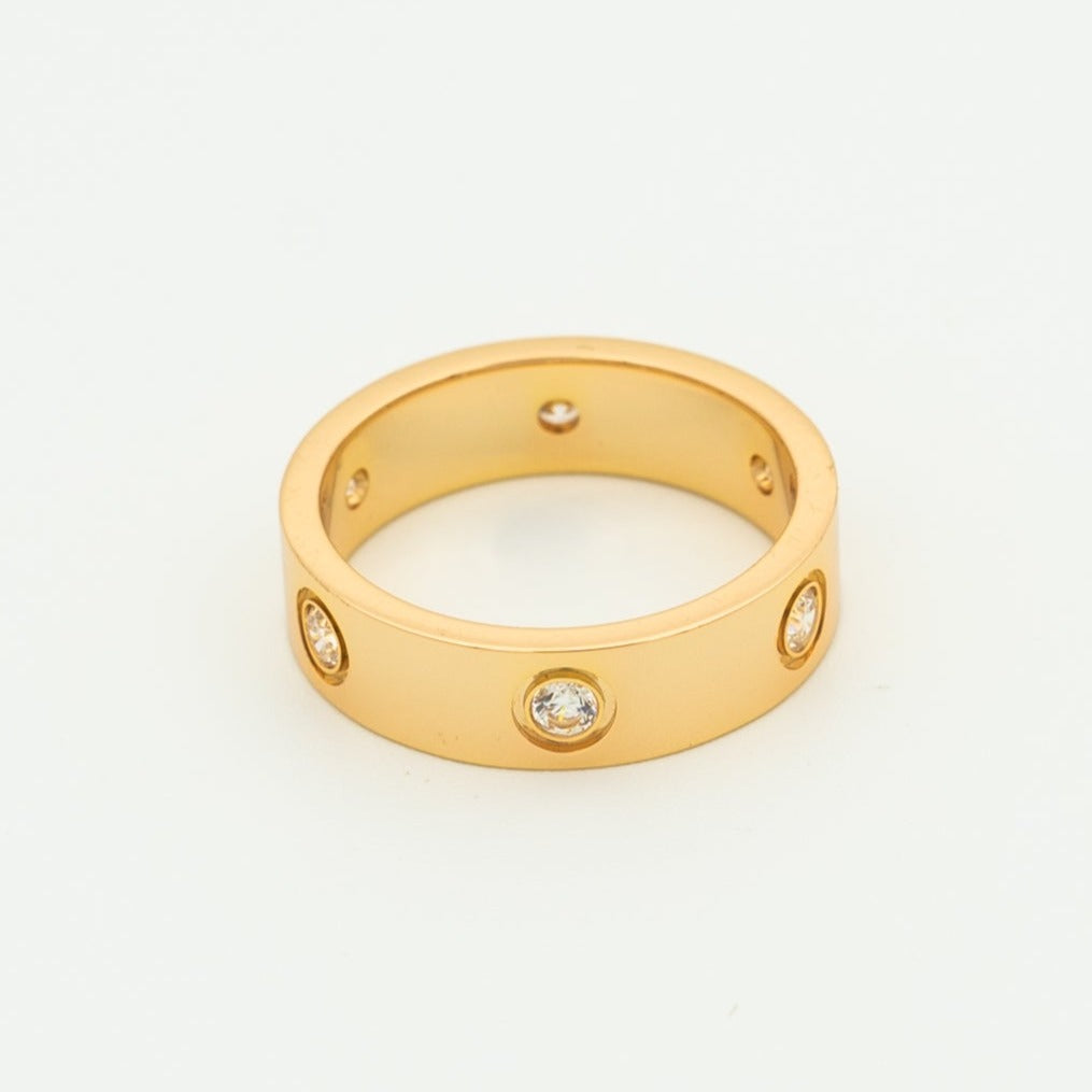 [Psychic Jewelrys]LOVE RING 5.5MM 6 DIAMONDS PINK GOLD