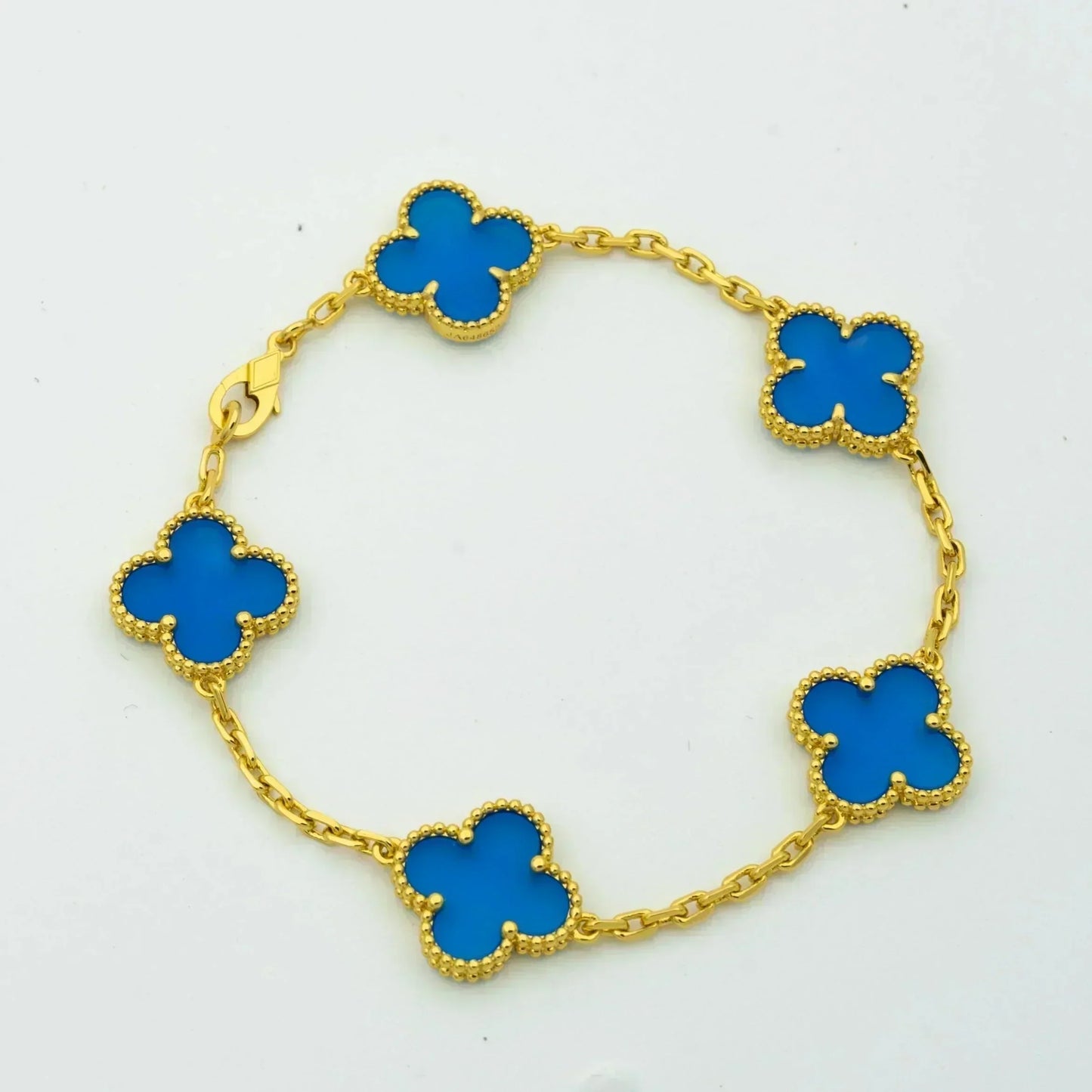 [Psychic Jewelrys]CLOVER 5 MOTIFS BLUE AGATE BRACELET