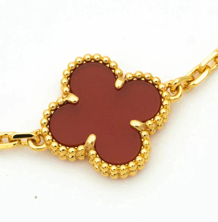 [Psychic Jewelrys]CLOVER  5 MOTIFS CARNELIAN GOLD BRACELET