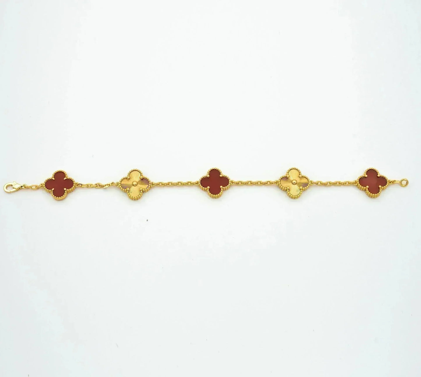 [Psychic Jewelrys]CLOVER  5 MOTIFS CARNELIAN GOLD BRACELET