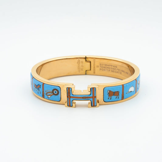 [Psychic Jewelrys]H PINK GOLD BRACELET BLUE CERAMIC