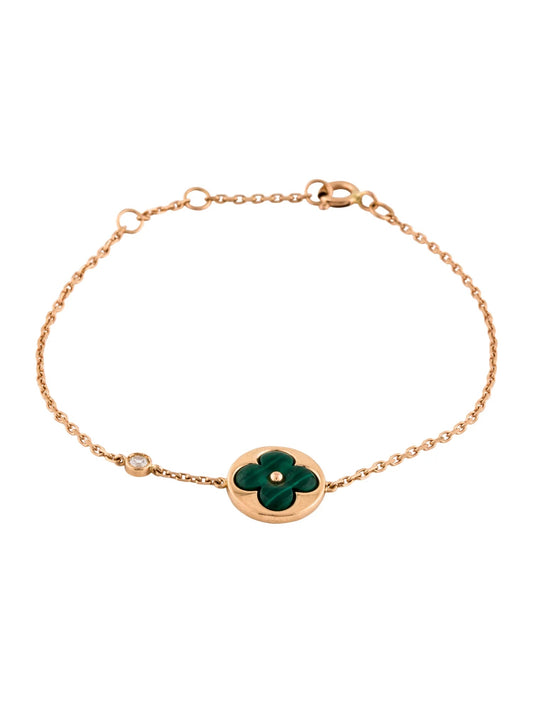 [Psychic Jewelrys]SUN MALACHITE 1 DIAMOND PINK GOLD BRACELET