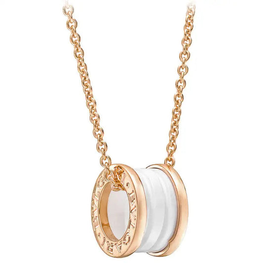 [Psychic Jewelrys]ZERO 1 WHITE CERAMIC PINK GOLD DIAMOND NECKLACE