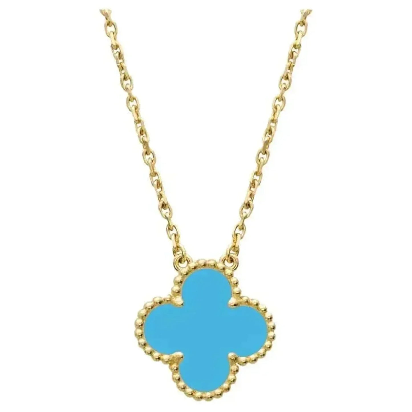 [Psychic Jewelrys]CLOVER 15MM VINTAGE TURQUOISE NECKLACE