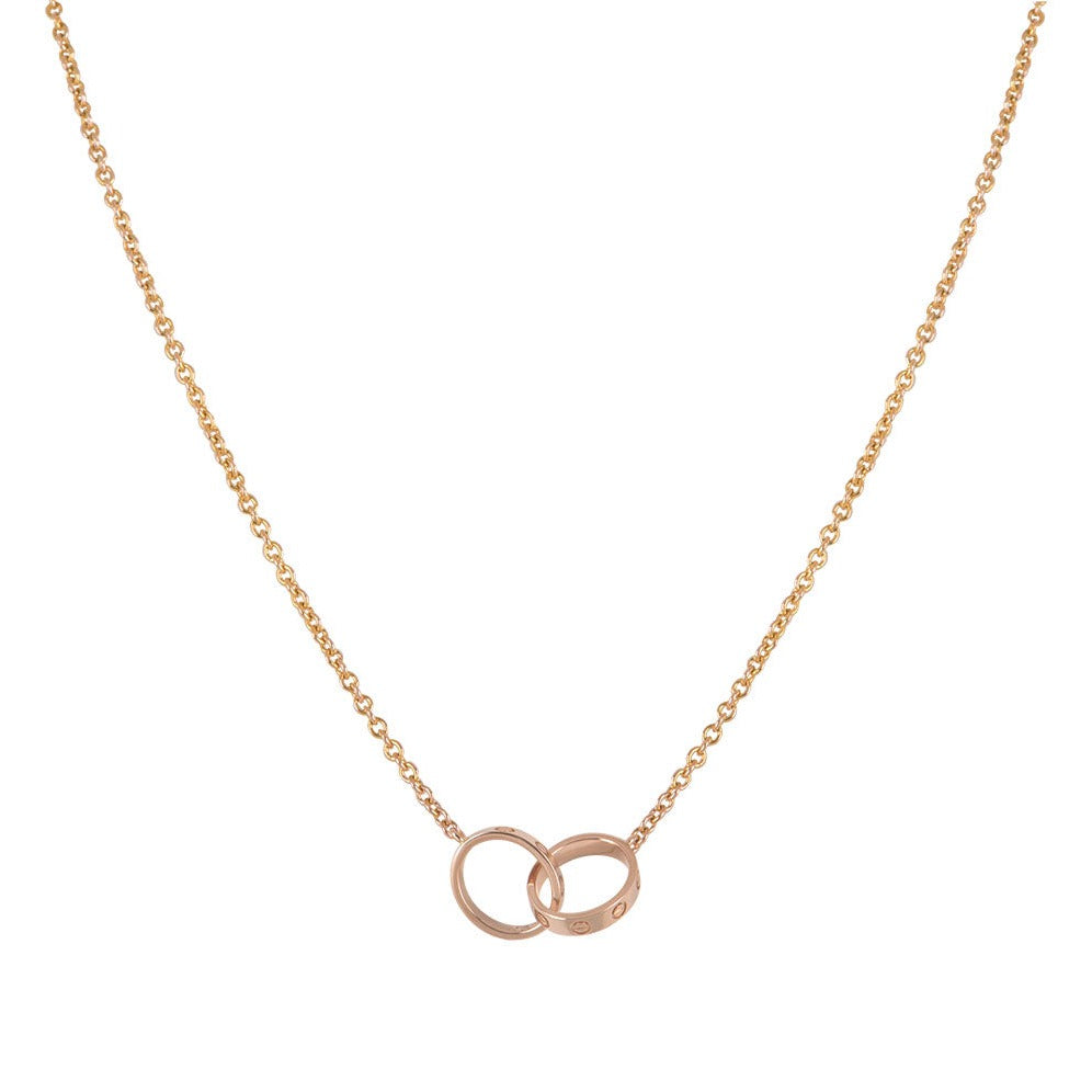 [Psychic Jewelrys]LOVE NECKLACE DOUBLE RING PINK GOLD