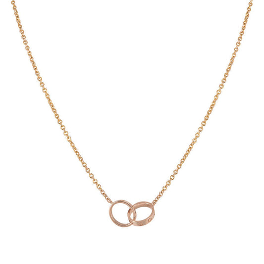 [Psychic Jewelrys]LOVE NECKLACE DOUBLE RING PINK GOLD