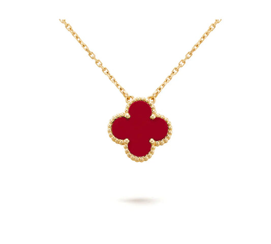 [Psychic Jewelrys]CLOVER 15MM CARNELIAN SINGLE FLOWER NECKLACE