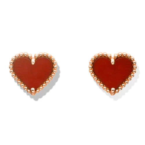 [Psychic Jewelrys]HEART CARNELIAN STUD EARRINGS