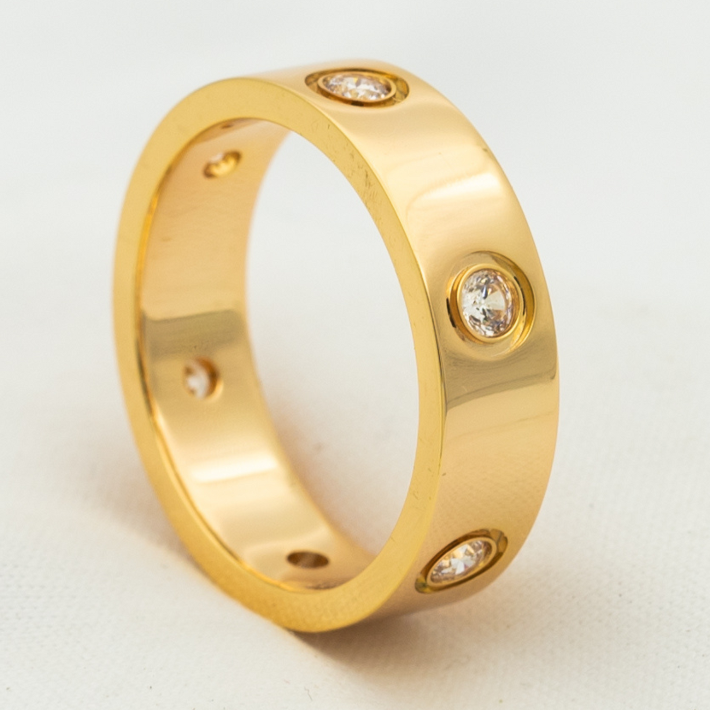[Psychic Jewelrys]LOVE RING 5.5MM 6 DIAMONDS PINK GOLD