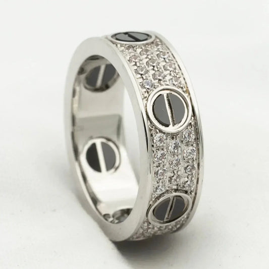 [Psychic Jewelrys]LOVE RING 5.5MM DIAMONDS PAVED CERAMIC