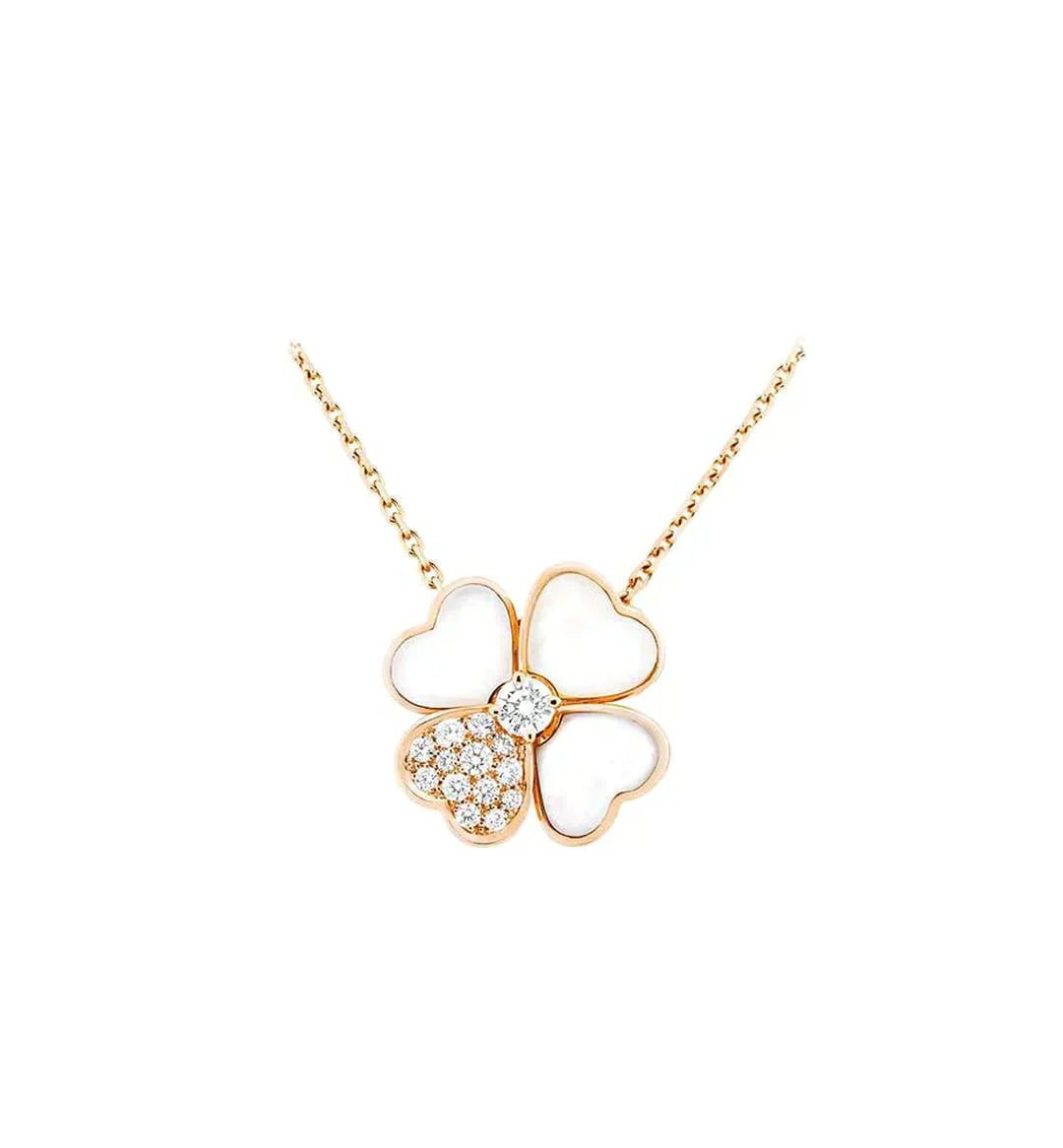 [Psychic Jewelrys]CLOVER MOP DIAMOND ROSE GOLD NECKLACE