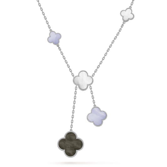[Psychic Jewelrys]CLOVER MOP CHALCEDONY NECKLACE SILVER 6 MOTIF