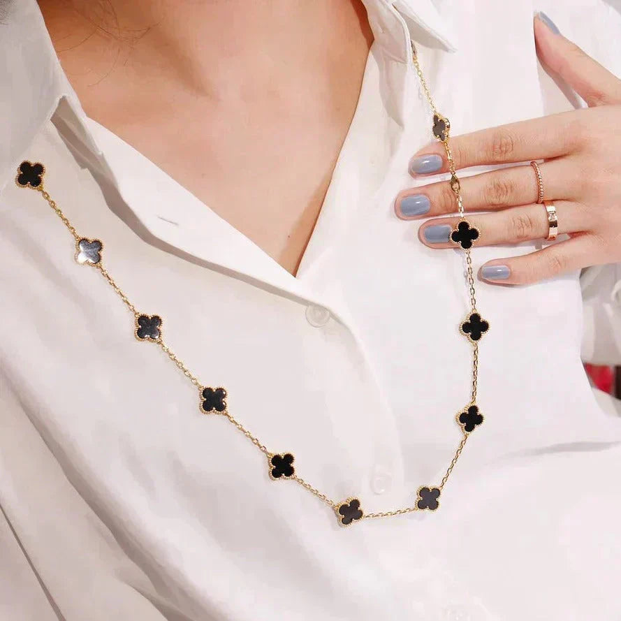 [Psychic Jewelrys]CLOVER 20 MOTIFS ONYX NECKLACE