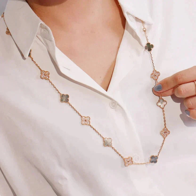 [Psychic Jewelrys]CLOVER 20 MOTIFS DARK MOP DIAMOND  NECKLACE
