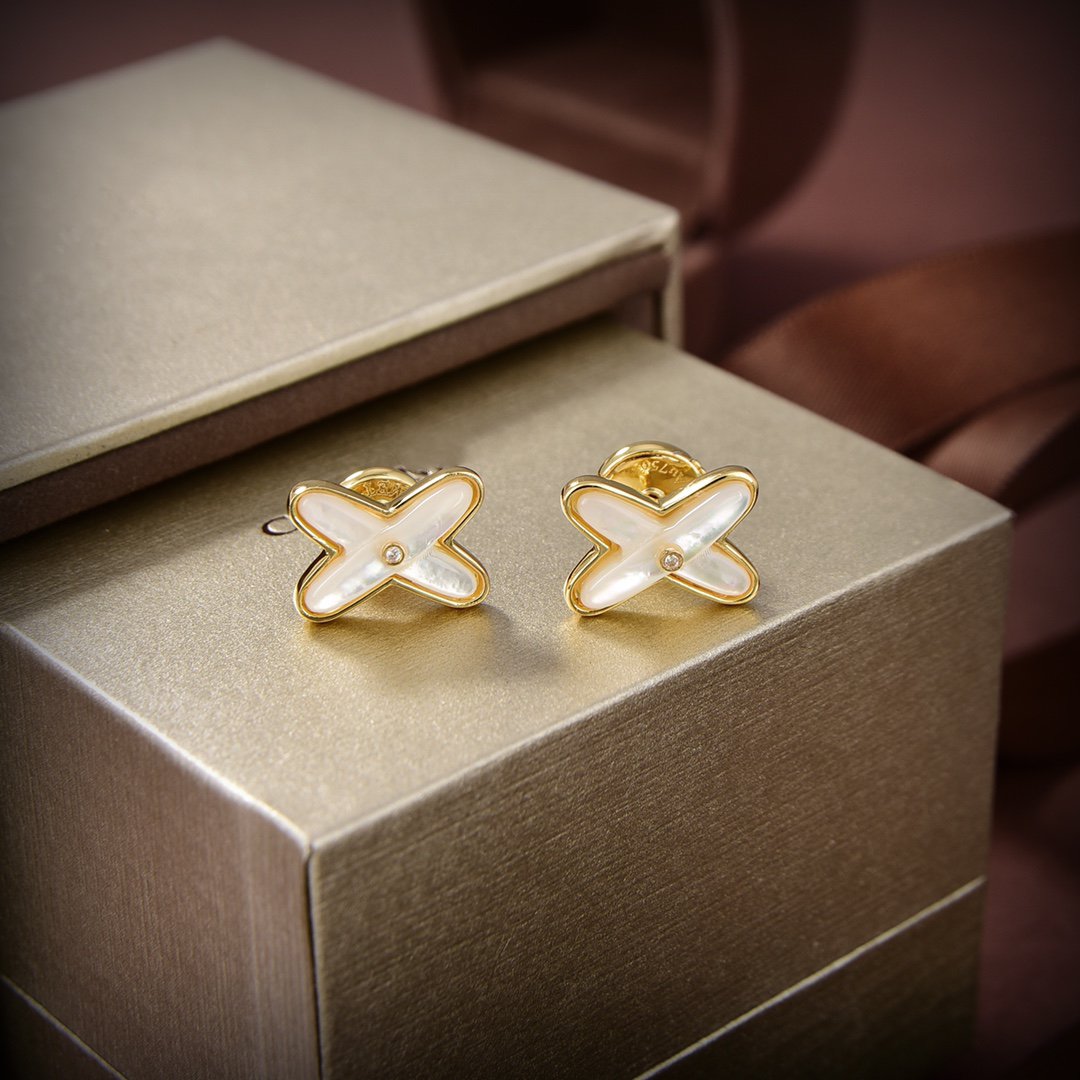 [Psychic Jewelrys]JEUX DE WHITE MOP GOLD DIAMOND EARRINGS