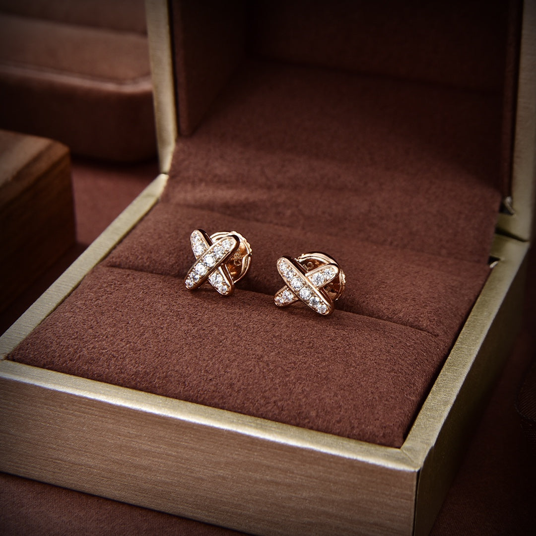 [Psychic Jewelrys]JEUX DE GOLD DIAMOND EARRINGS